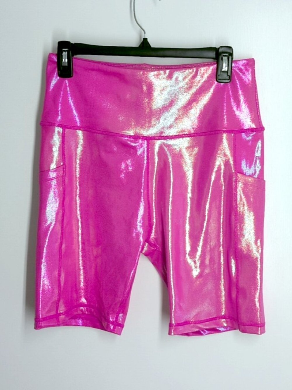 Love Her Shop 7.5" bike shorts Valentina hot pink metallic XL NWT pockets